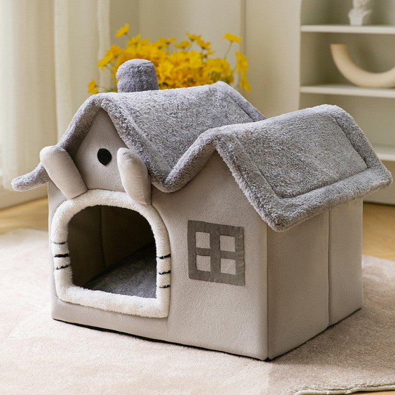 Foldable Dog House Pet Cat Bed Winter Dog Villa Sleep Kennel Removable Nest Warm Enclosed Cave Sofa Pets Supplies - NJPH Best Selling 