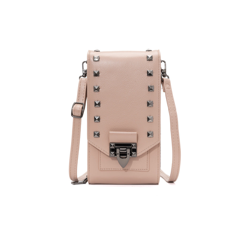 Rivet Design Shoulder Bags Mobile Phone Handbag Solid Color Crossbody Bags Women - NJPH Best Selling 