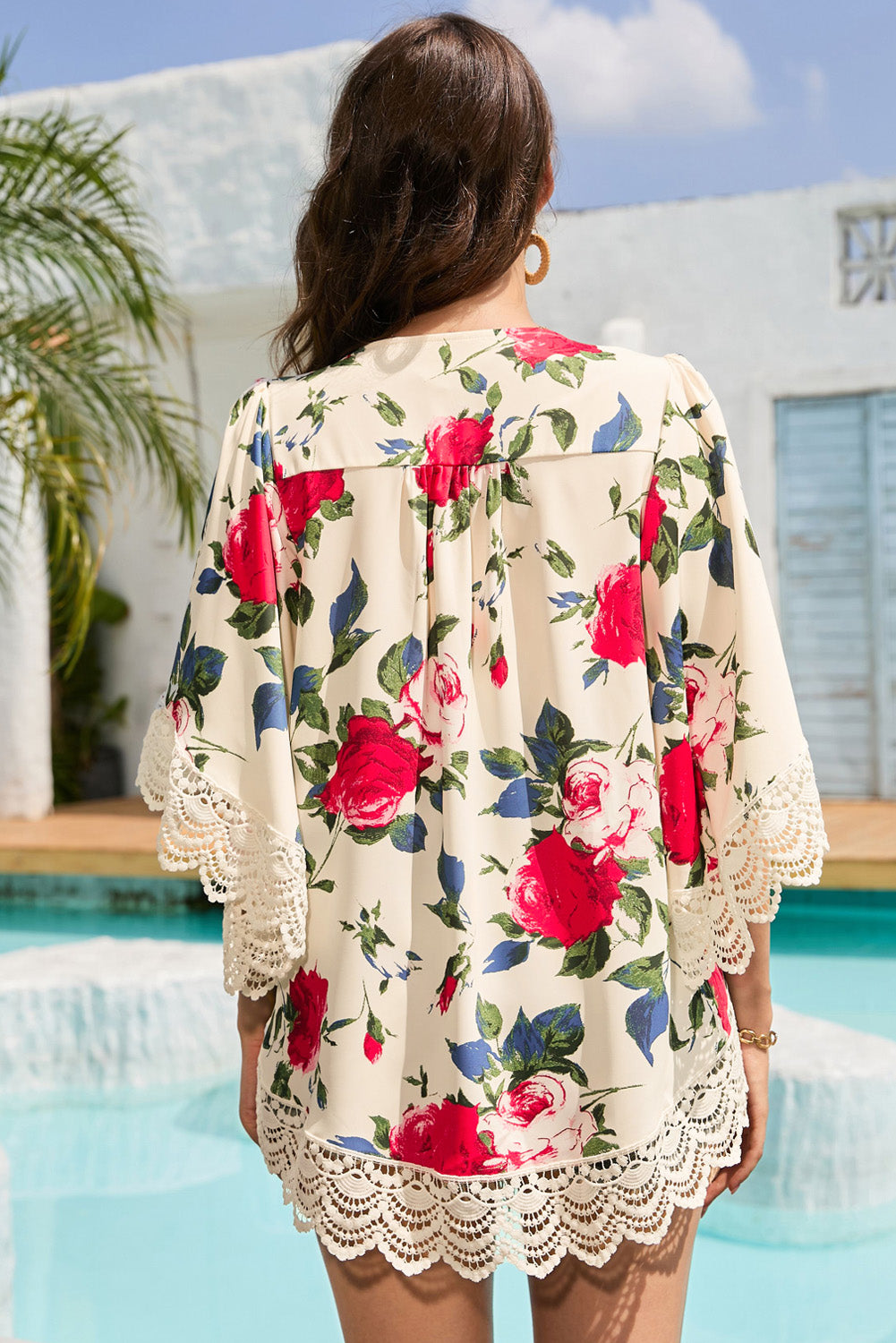 Floral Print Flounce Sleeve Cardigan - NJPH Best Selling 