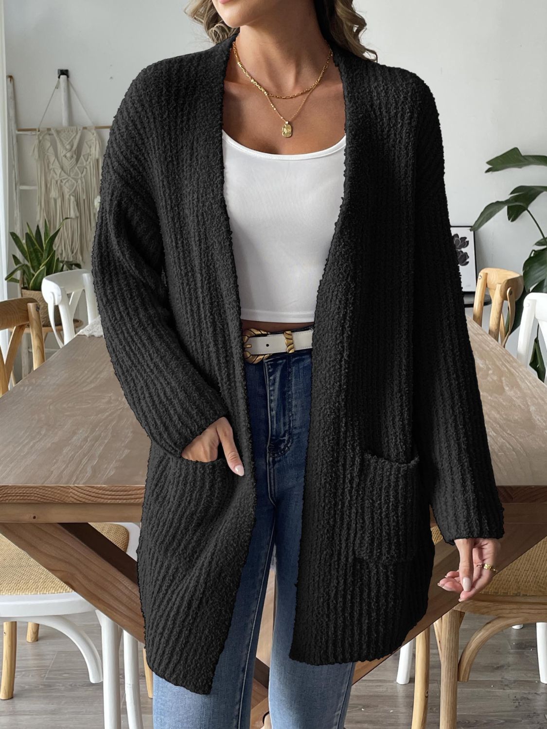 Open Front Long Sleeve Cardigan - NJPH Best Selling 