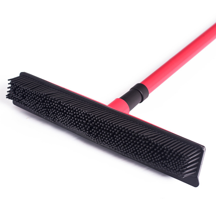 Pet hair removal broom long handle scrub brush retractable floor brush cleaning broom rubber brush cleaning cat dog hair - NJPH Best Selling 