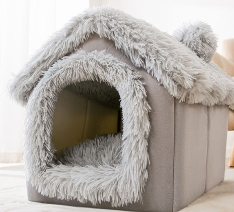 Foldable Dog House Pet Cat Bed Winter Dog Villa Sleep Kennel Removable Nest Warm Enclosed Cave Sofa Pets Supplies - NJPH Best Selling 