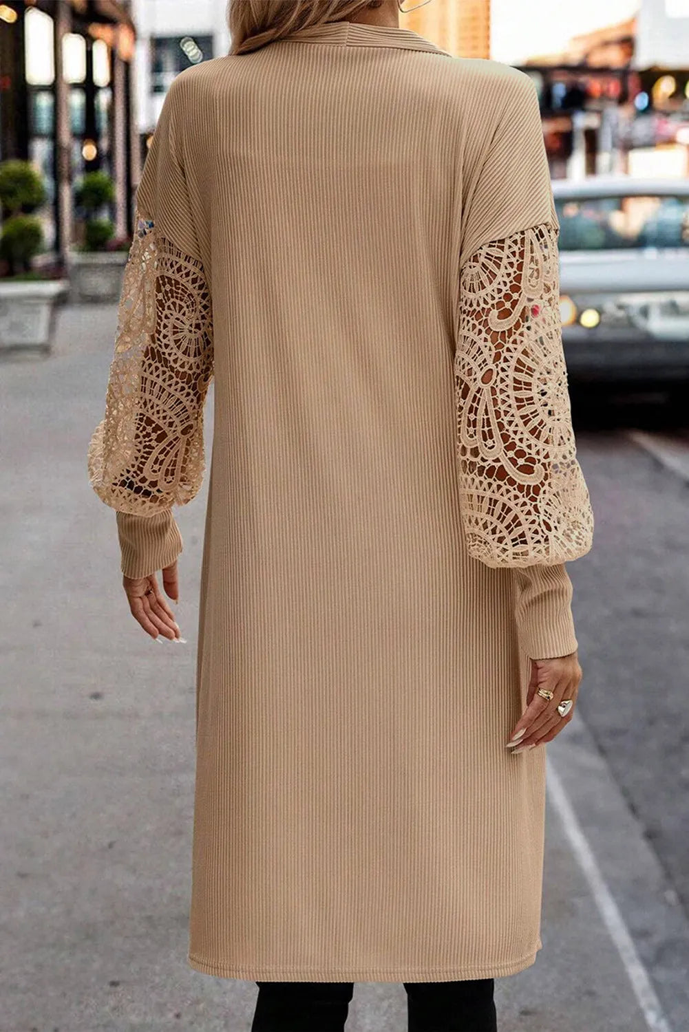 Open Front Lace Lantern Sleeve Cover-Up - NJPH Best Selling 