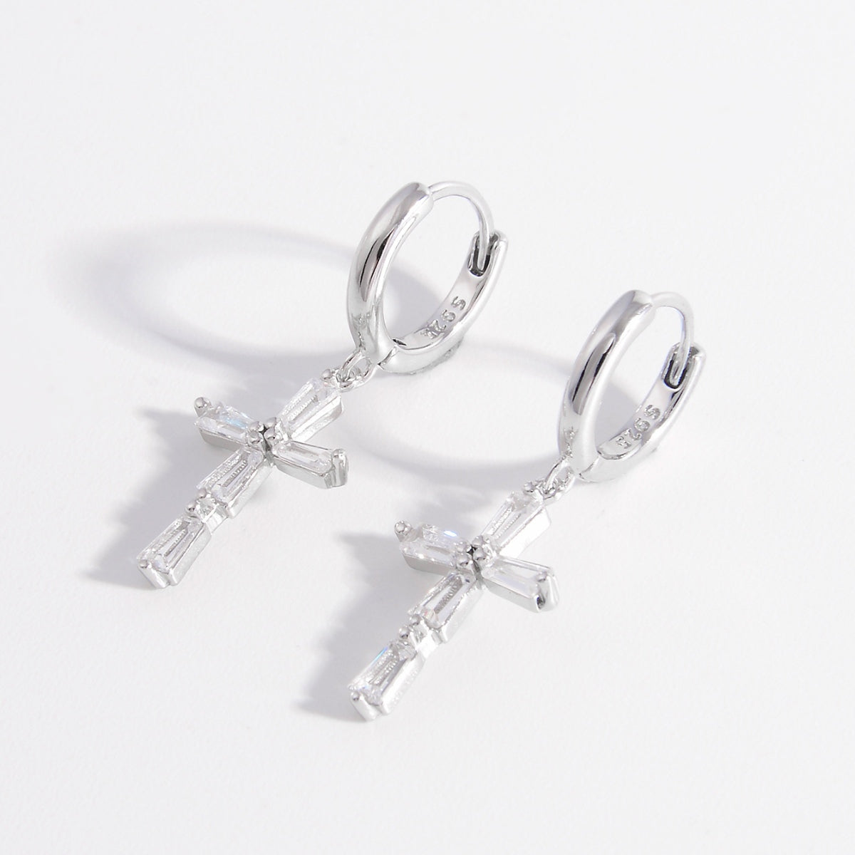 925 Sterling Silver Zircon Cross Earrings - NJPH Best Selling 