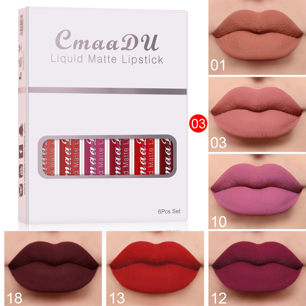 6 Boxes Of Matte Non-stick Cup Waterproof Lipstick Long Lasting Lip Gloss - NJPH Best Selling 