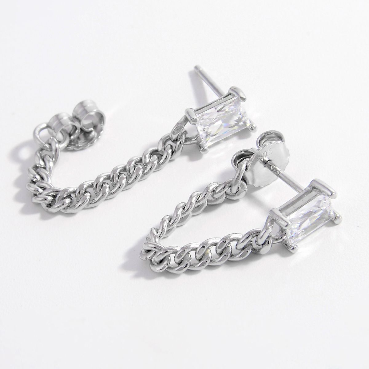 925 Sterling Silver Zircon Chain Earrings - NJPH Best Selling 