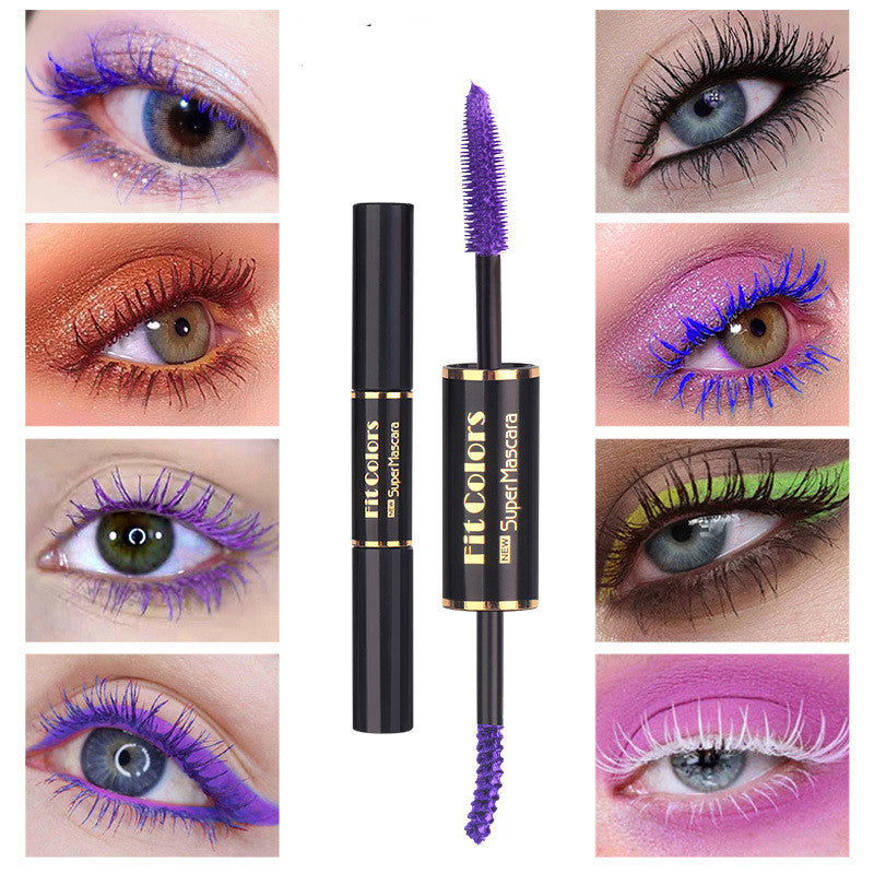 Double-headed Color Mascara Thick Curl More Than Waterproof Not Smudge White Eyebrow Dyeing - NJPH Best Selling 