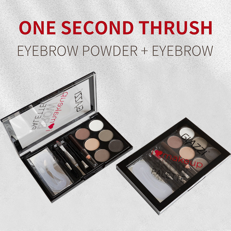 Natural Brown Eyebrow Powder Palette Eye Contour Enhancers Eye Brows Shadow Stamp Shaping Waterproof Makeup Kit With Brush - NJPH Best Selling 