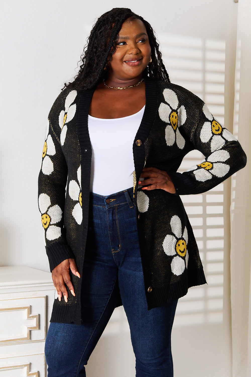 Floral Button Down Longline Cardigan - NJPH Best Selling 