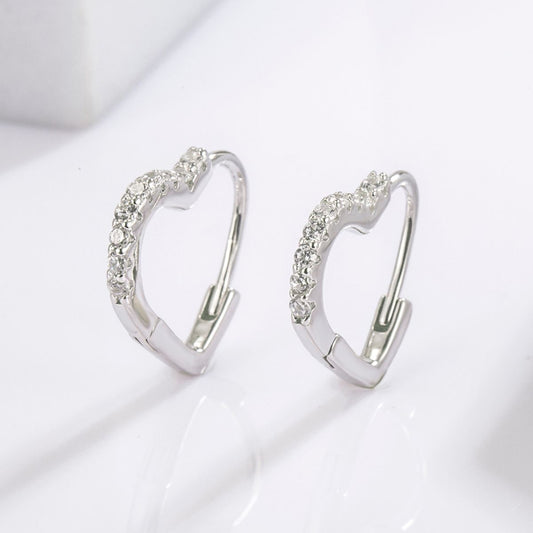 925 Serling Silver Zircon Heart Shape Earrings - NJPH Best Selling 