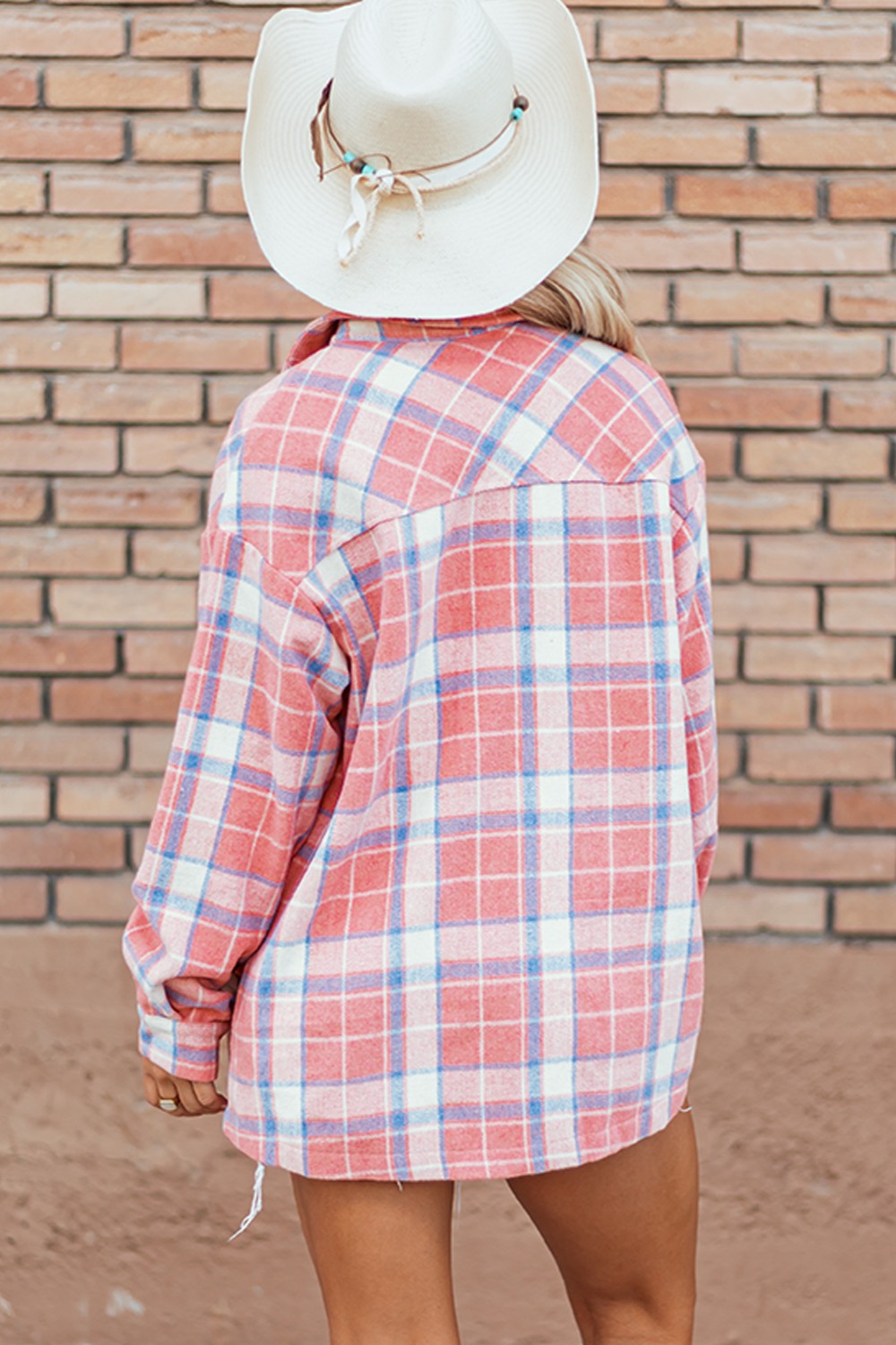 Plaid Button Up Long Sleeve Shacket - NJPH Best Selling 