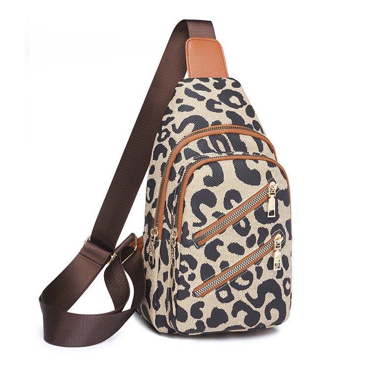 Leopard Print Sling Chest Bag With Headphone Jack Crossbody Backpack Shoulder Bag Women - NJPH Best Selling 