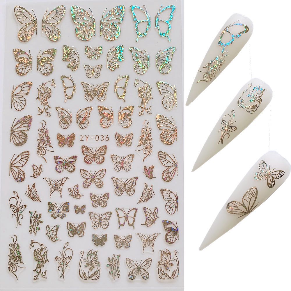 Butterfly Nail Sticker Simulation Bronzing Laser - NJPH Best Selling 