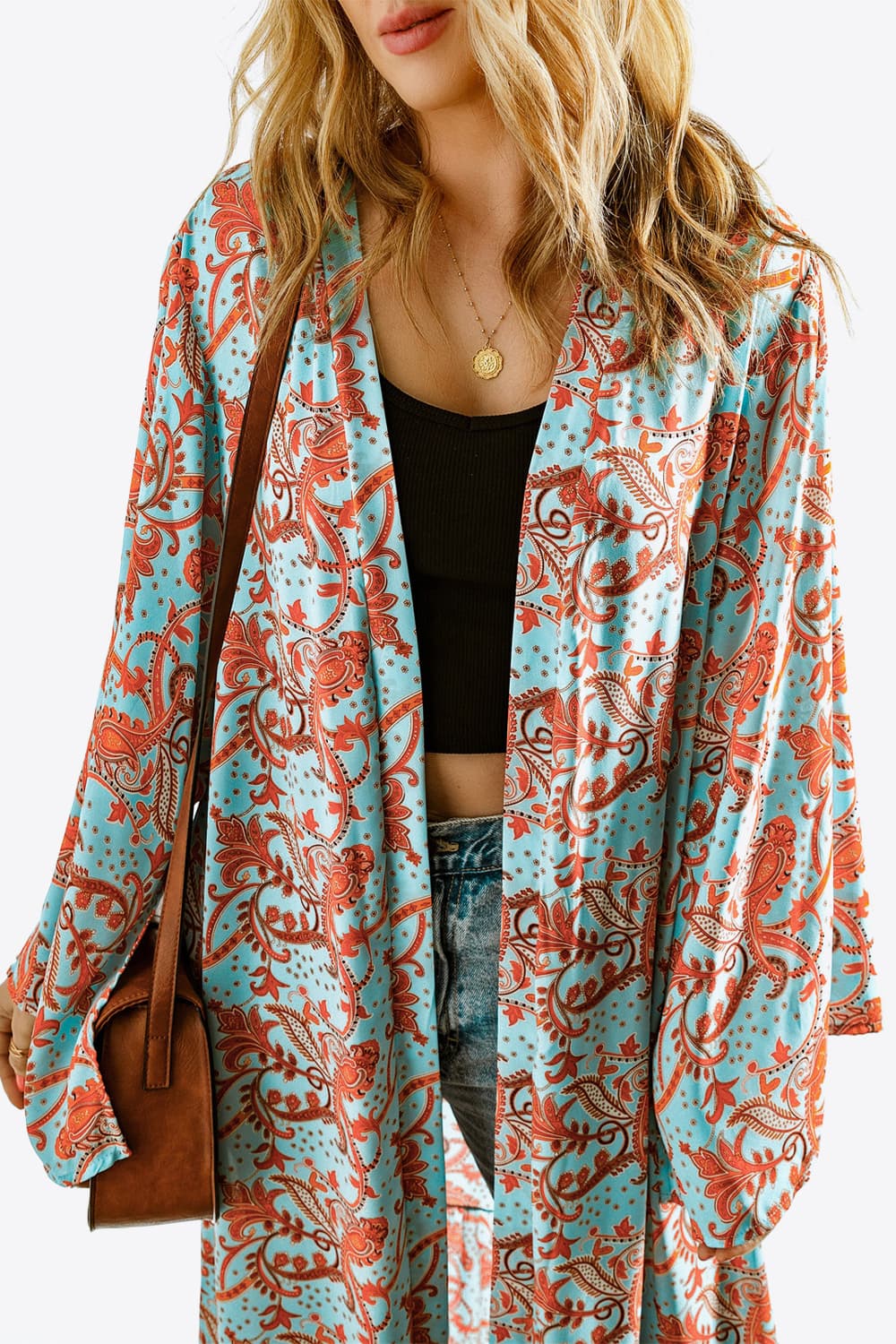 Printed Open Front Duster Cardigan - NJPH Best Selling 