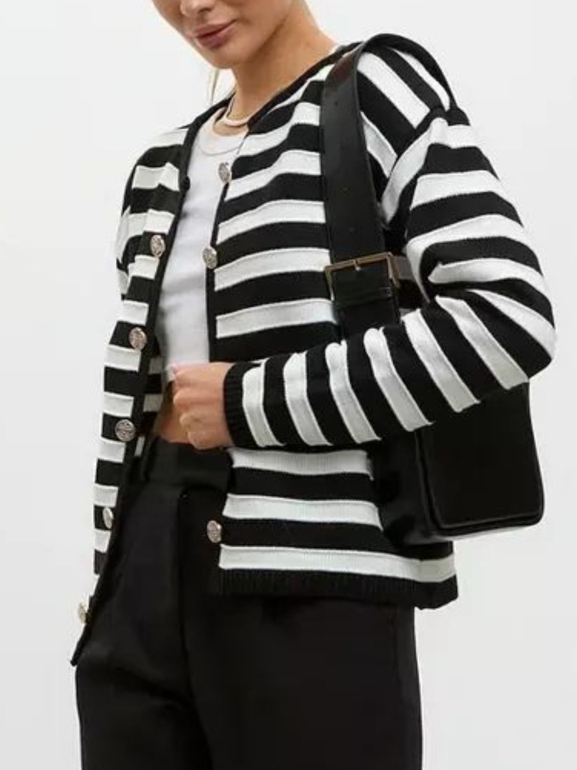 Striped Dropped Shoulder Long Sleeve Cardigan - NJPH Best Selling 