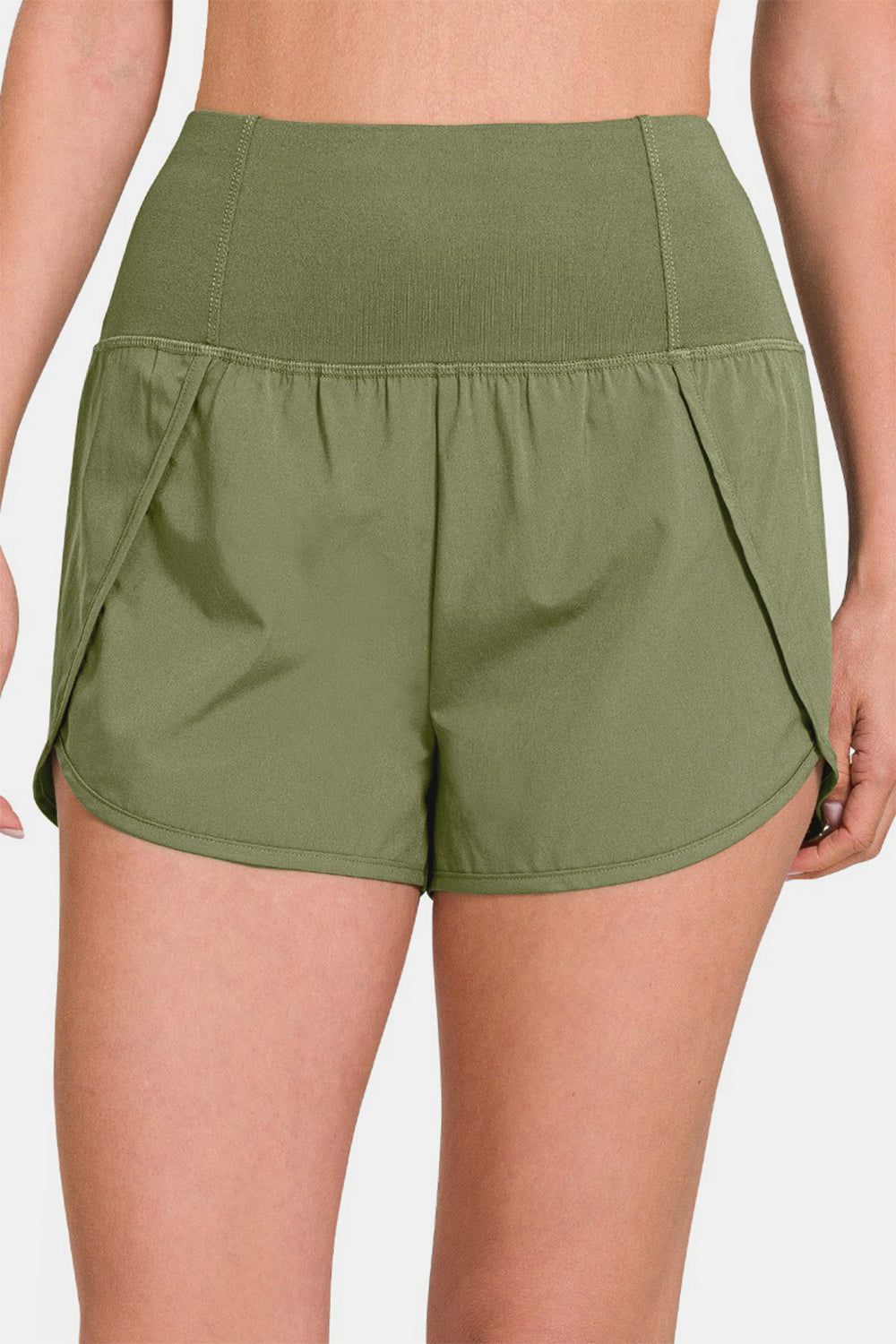 Zenana High-Waisted Zippered Back Pocket Active Shorts - NJPH Best Selling 