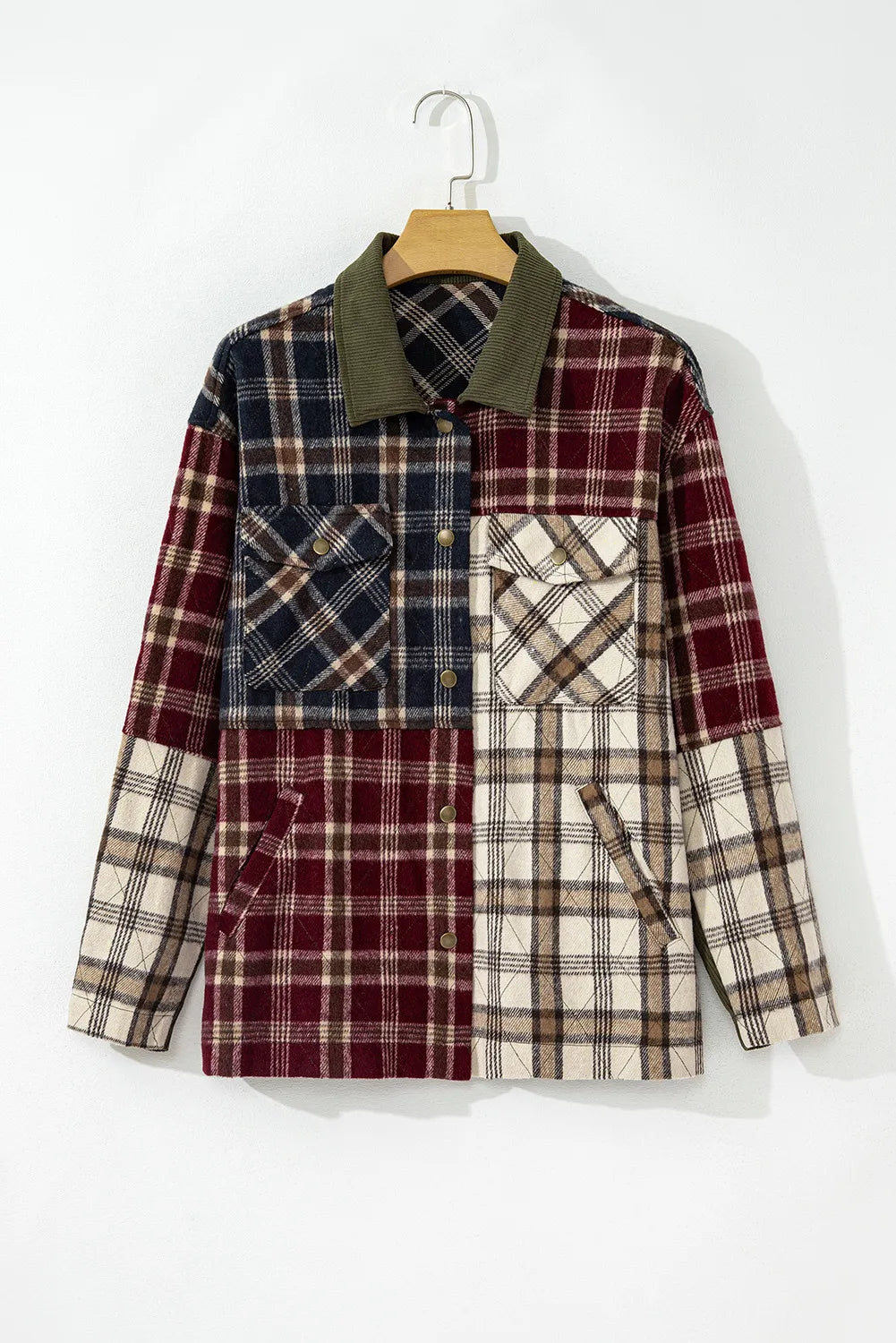 Plaid Button Up Long Sleeve Jacket - NJPH Best Selling 