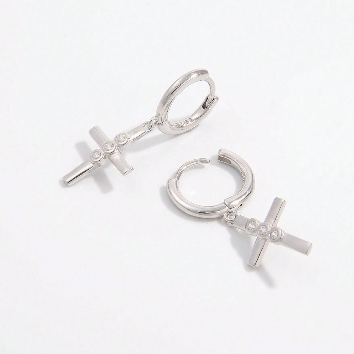 925 Sterling Silver Zircon Cross Earrings - NJPH Best Selling 