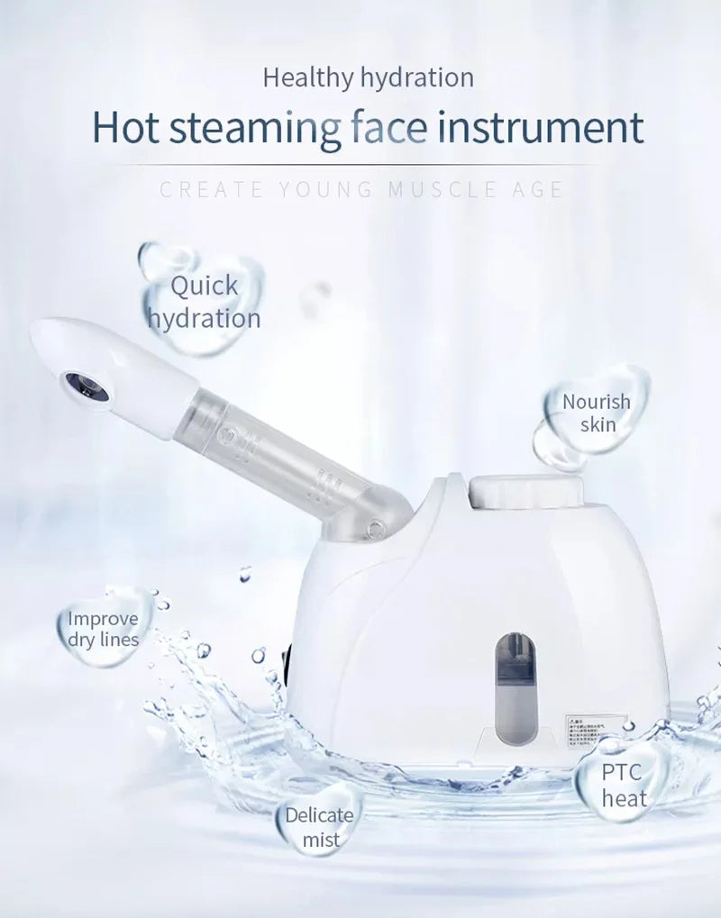 Ozone Facial Steamer Warm Mist Humidifier for Face Deep Cleaning Vaporizer Sprayer Salon Home Spa Skin Care Whitening - NJPH Best Selling 