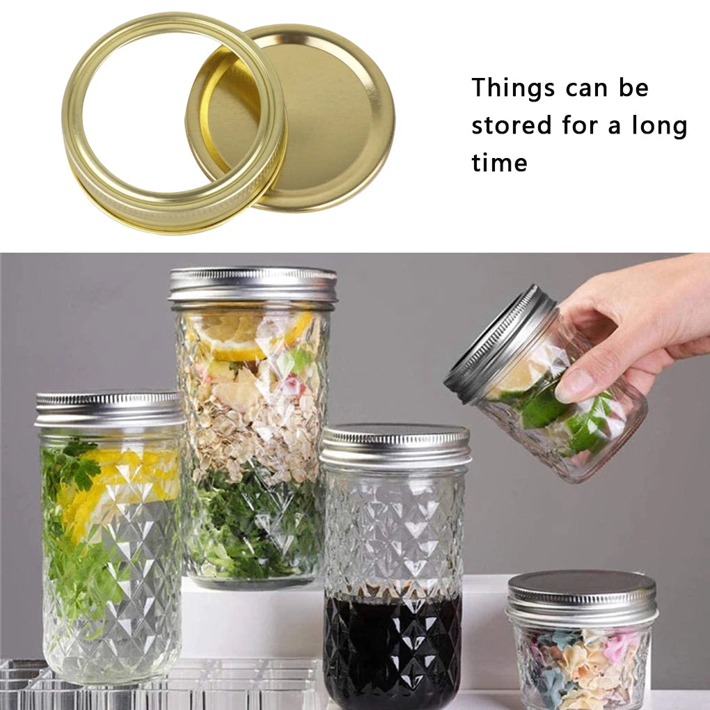 24pcs Wide Mouth 86MM Mason Jar Canning Lids Reusable Leak Proof Split-Type Silver Lids With Silicone Seals Rings - NJPH Best Selling 