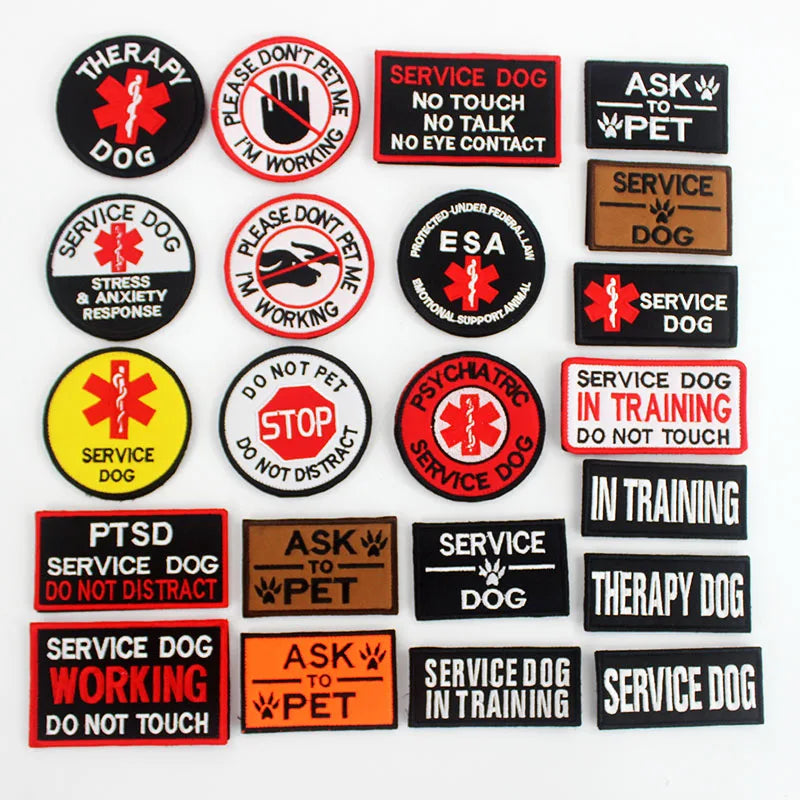 Therapy Service Dog Badges Hook Loop Patches for DOG PET Do Not Touch In Training Security Vests Harnesses Emblem Stickers - NJPH Best Selling 