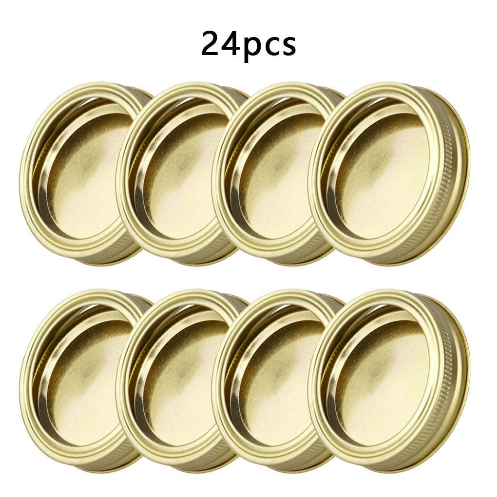 24pcs Wide Mouth 86MM Mason Jar Canning Lids Reusable Leak Proof Split-Type Silver Lids With Silicone Seals Rings - NJPH Best Selling 