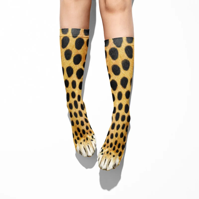 Funny Leopard Tiger Cotton Socks For Women Happy Animal Kawaii Unisex Socks Harajuku Cute Casual High Ankle Socks Female Party