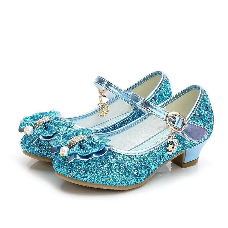 Princess Butterfly Leather Shoes Kids Diamond Bowknot High Heel Children Girl Dance Glitter Shoes Fashion Girls Party Dance Shoe - NJPH Best Selling 