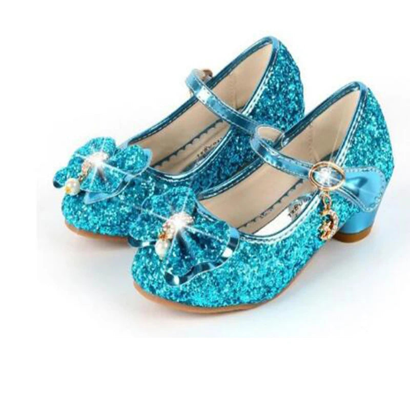 Princess Butterfly Leather Shoes Kids Diamond Bowknot High Heel Children Girl Dance Glitter Shoes Fashion Girls Party Dance Shoe - NJPH Best Selling 