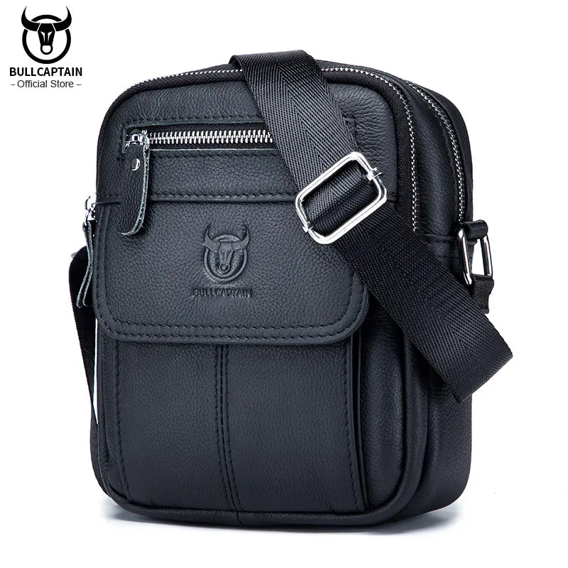 Bullcaptain Casual Men's Shoulder Bags Business Messenger Bag high-Quality Men's Cow Leather Bag's Mini Large Capacity Pocket - NJPH Best Selling 