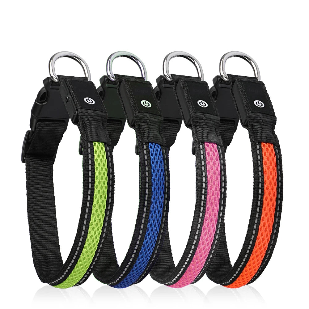 MASBRILL LED Dog Collar Luminous Pet Products Safety Stylish Flashing Glow Necklace Waterproof Reflective Pet Dog Accessories - NJPH Best Selling 