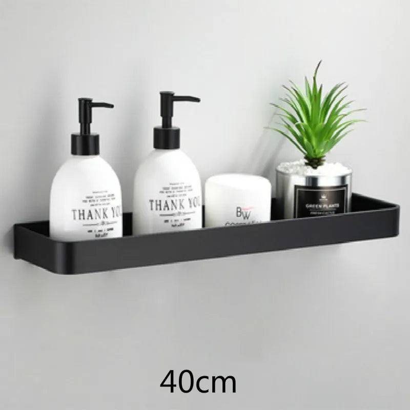 Bathroom Shelf No Drill Organizer Shower Storage Rack Black Corner Shelves Wall Mounted Aluminum Toilet Shampoo Holder - NJPH Best Selling 