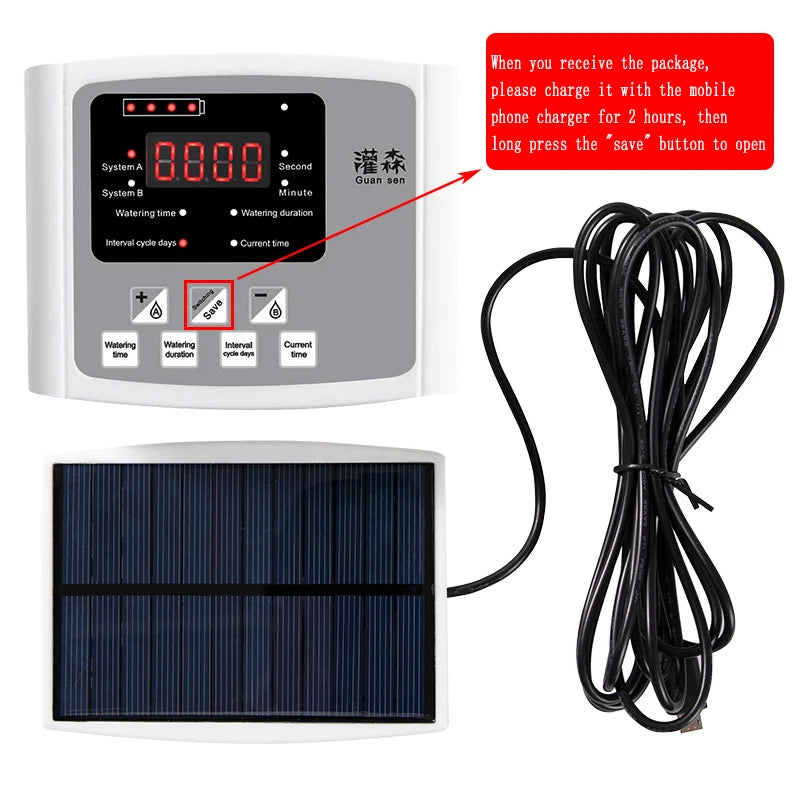 Garden Drip Irrigation Device Double Pump Controller Timer System, Solar Energy Intelligent Automatic Watering Device for Plants - NJPH Best Selling 