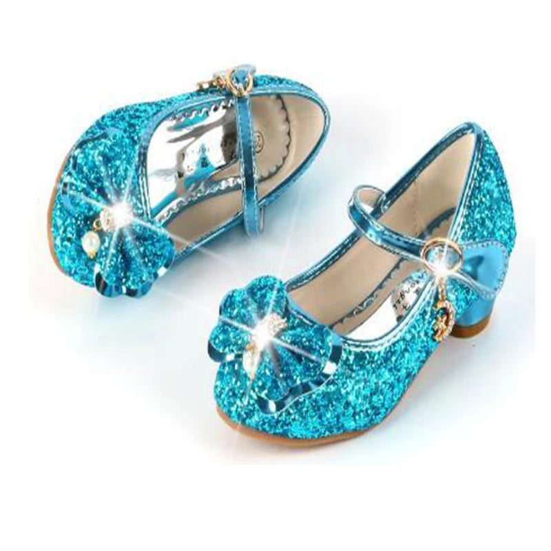 Princess Butterfly Leather Shoes Kids Diamond Bowknot High Heel Children Girl Dance Glitter Shoes Fashion Girls Party Dance Shoe - NJPH Best Selling 