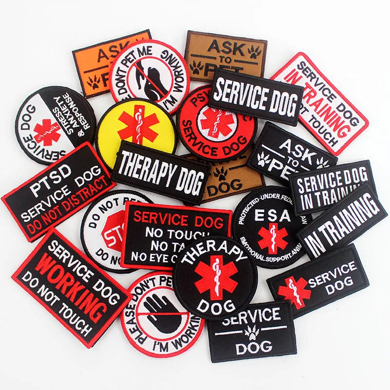 Therapy Service Dog Badges Hook Loop Patches for DOG PET Do Not Touch In Training Security Vests Harnesses Emblem Stickers - NJPH Best Selling 