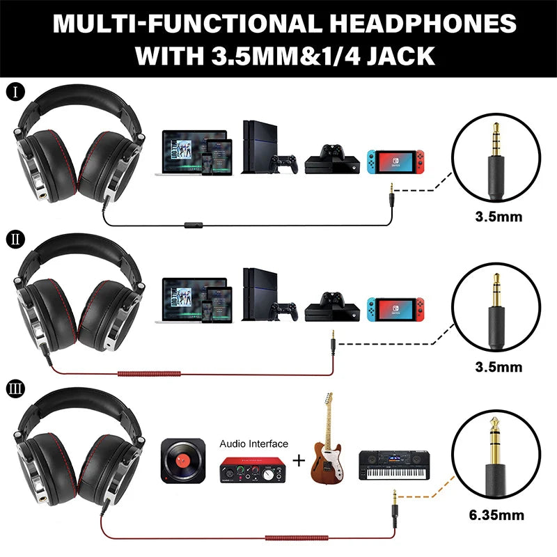 Oneodio Wired Professional Studio Pro 50 DJ Headphones With Microphone Over Ear HiFi Monitor Music Headset Earphone For Phone PC - NJPH Best Selling 