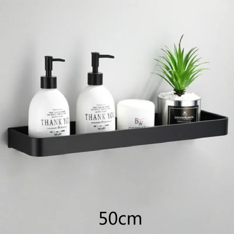 Bathroom Shelf No Drill Organizer Shower Storage Rack Black Corner Shelves Wall Mounted Aluminum Toilet Shampoo Holder - NJPH Best Selling 