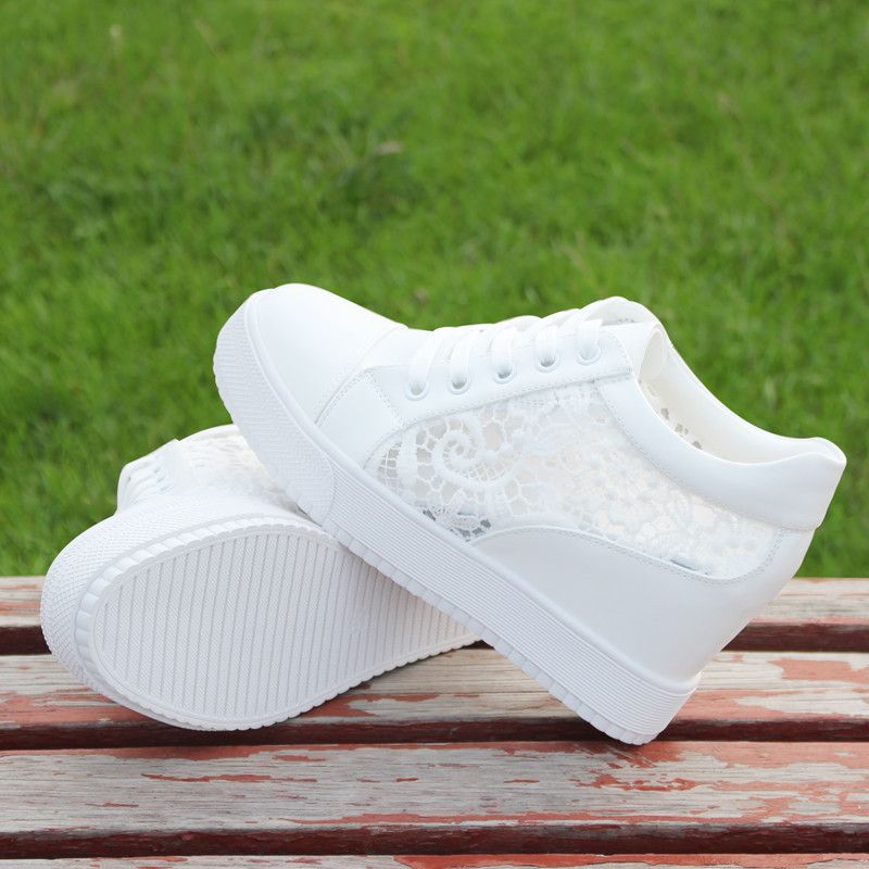 New Versatile Breathable White Shoes For Women Inner Height Increasing Casual Shoes - NJPH Best Selling 