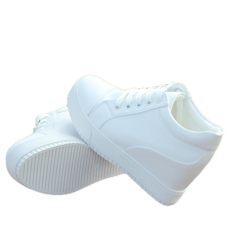 New Versatile Breathable White Shoes For Women Inner Height Increasing Casual Shoes - NJPH Best Selling 