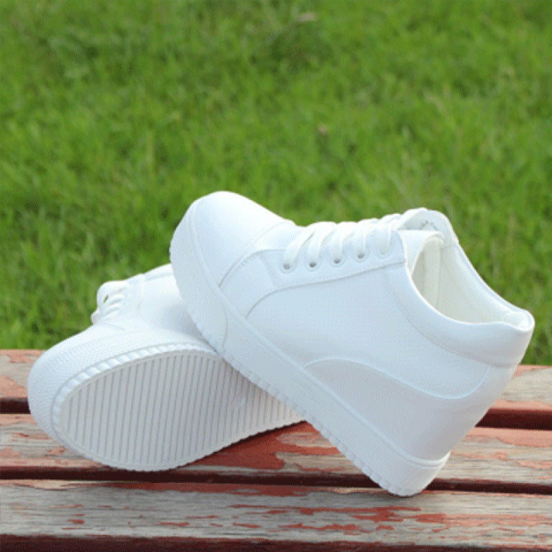 New Versatile Breathable White Shoes For Women Inner Height Increasing Casual Shoes - NJPH Best Selling 