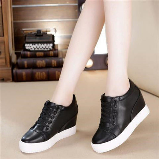 New Versatile Breathable White Shoes For Women Inner Height Increasing Casual Shoes - NJPH Best Selling 