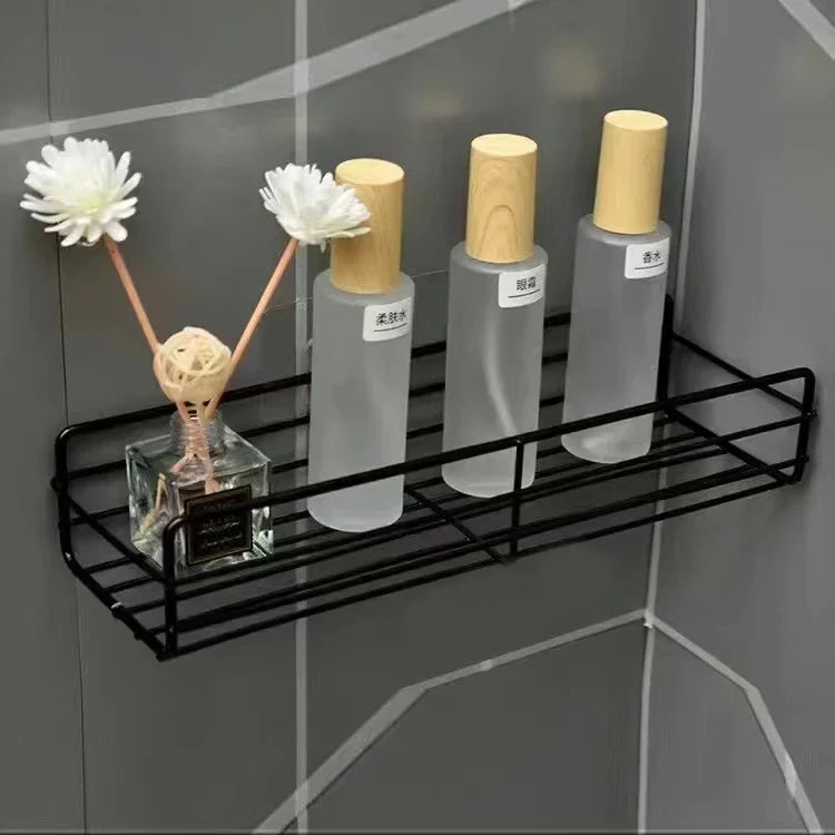 Bathroom Shelf Wall Mounted Corner Storage Shelves Shampoo Holder Cosmetic Rack Iron Shower Drain Basket Bathroom Organizer - NJPH Best Selling 