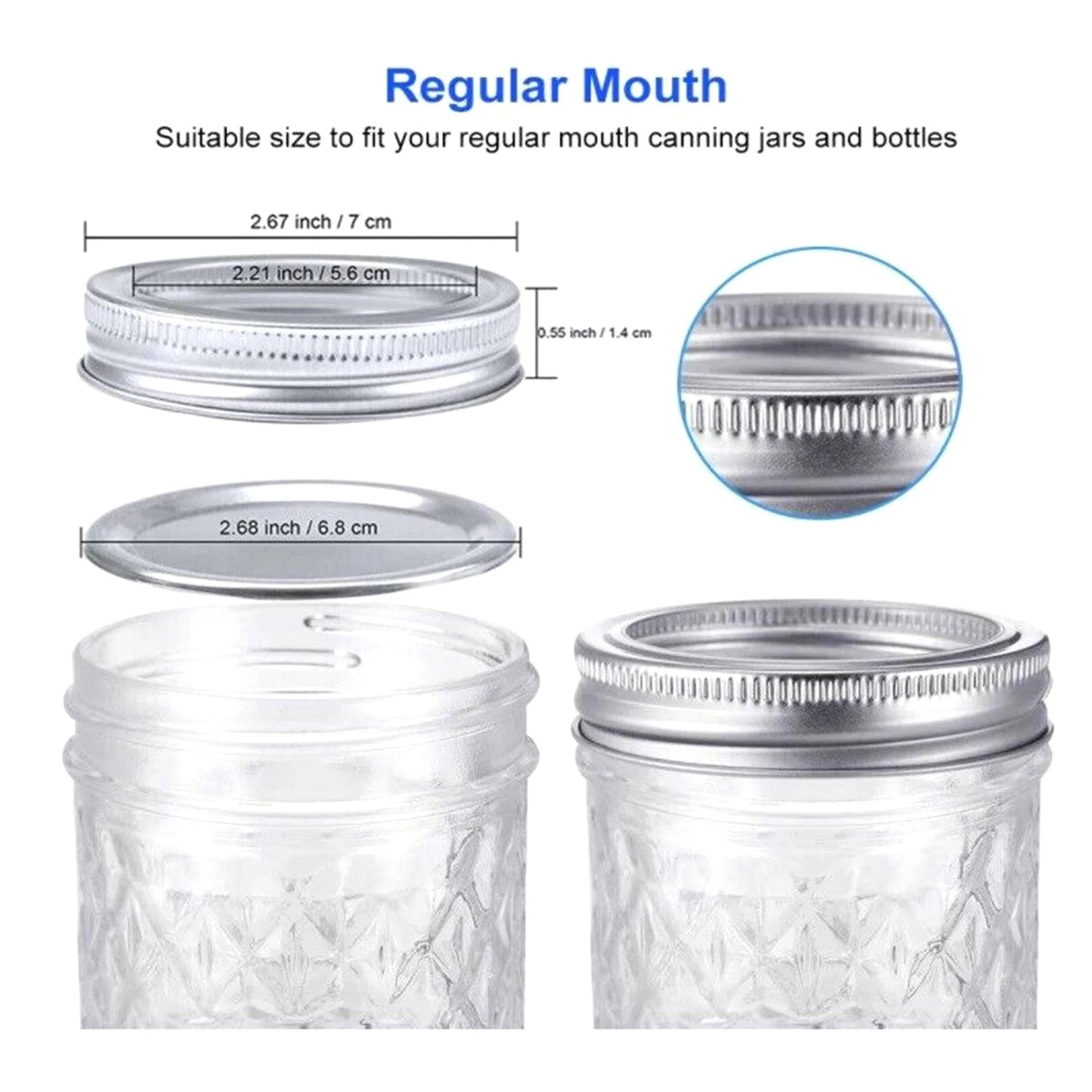 48PCS Canning Lids and Bands for Regular Mouth 70mm Jar Rings Split Type Leak Proof Metal Mason Jar Lids - NJPH Best Selling 