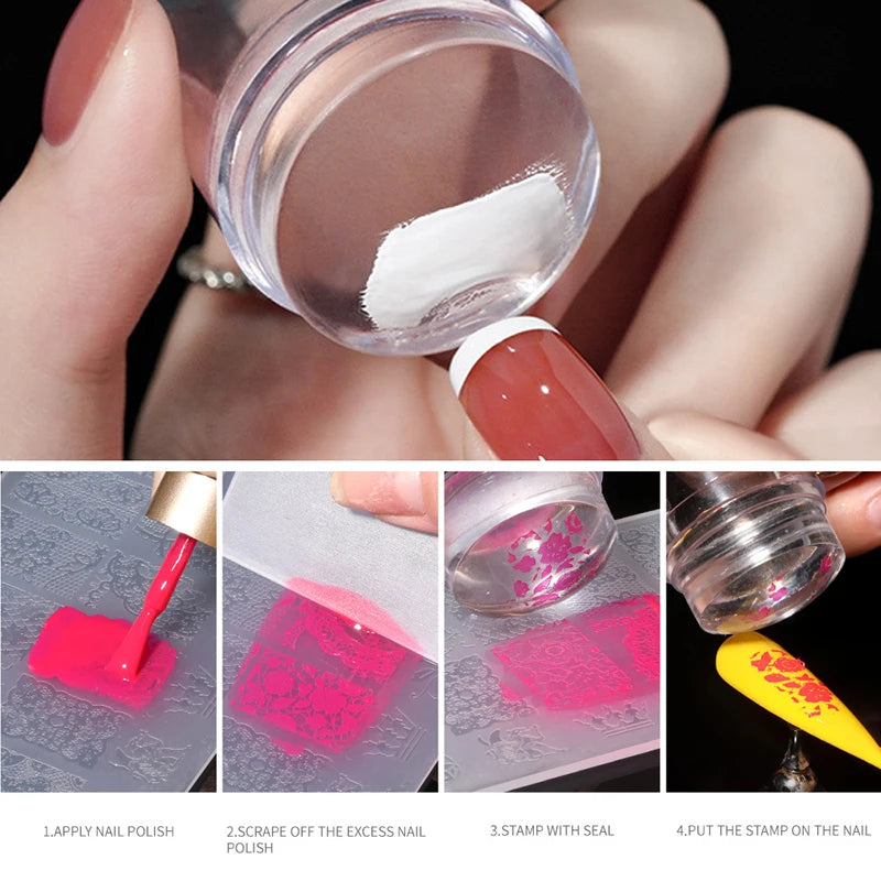 Nail Stamping Plates Pure Clear Jelly Nails Art Stamper Scraper Set Print Silicone Marshmallow Design Manicure Accessories Tool - NJPH Best Selling 