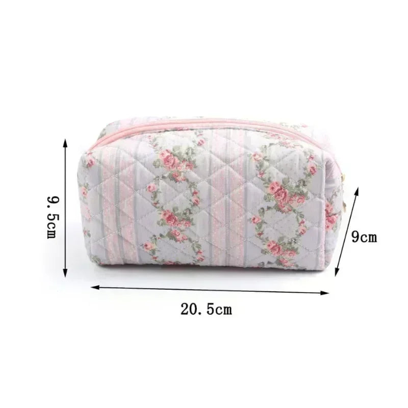 Storage Organizer Floral Puffy Quilted Makeups Bags Flower Printed Cosmetic Pouch Large Travel Cosmetics Bag Makeup Accessory - NJPH Best Selling 