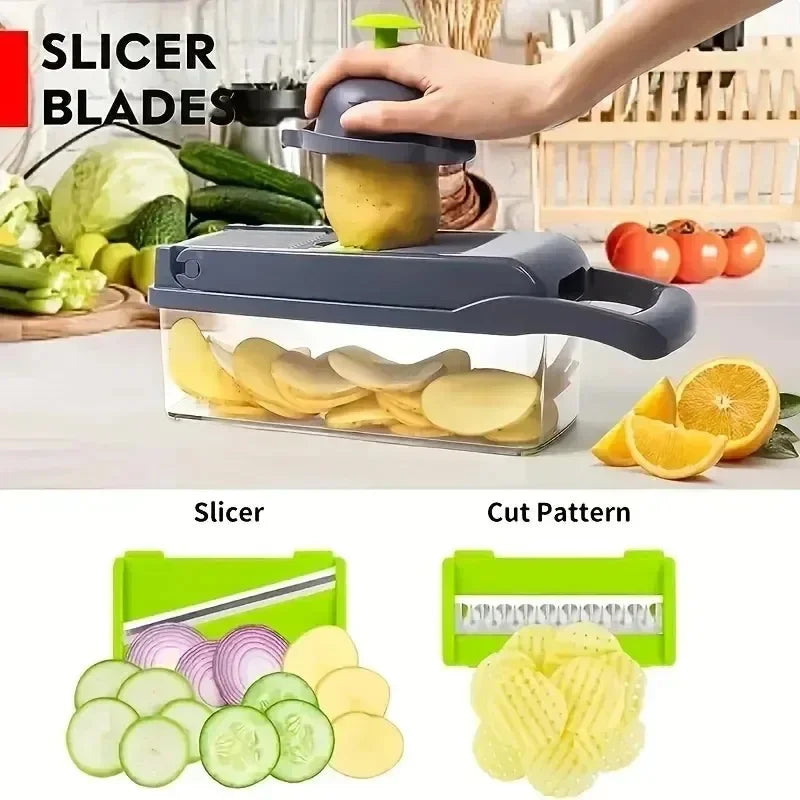 14/16 in 1 Multifunctional Vegetable Chopper Handle Food Grate Food Chopper Vegetable Slicer Dicer Cut Kitchen Items cocina - NJPH Best Selling 