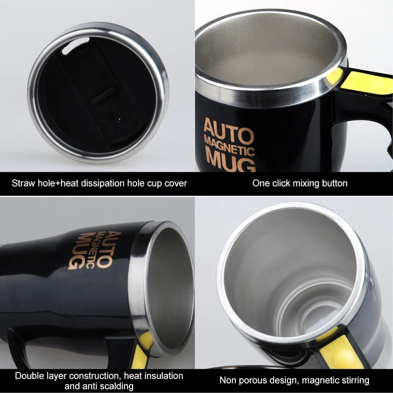 Automatic Self Stirring Magnetic Mug, Electric Auto Magnetic Coffee Mug, Auto Mixing Juice Milk Cup, Stainless Steel, 401-500ml