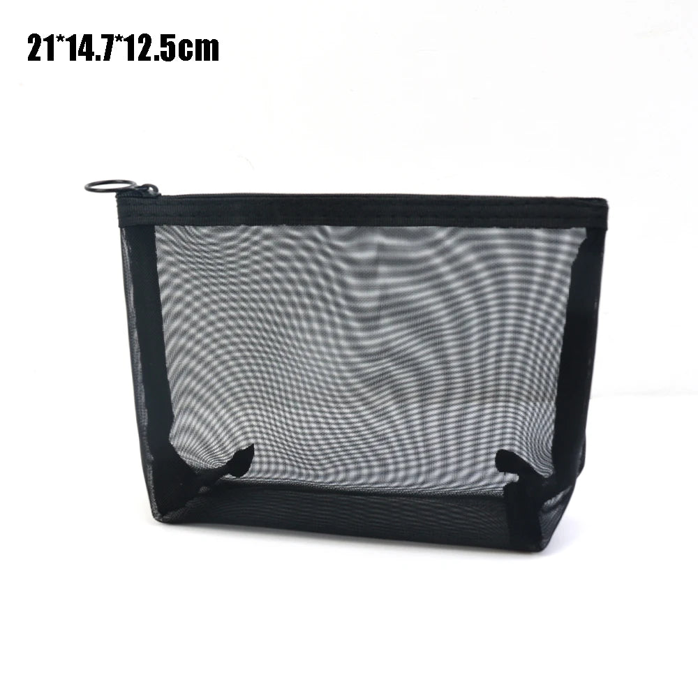 Wholesale Black Mesh Toiletry Bags Travel Makeup Bag Small Large Case Organizer Cosmetic Cases Toiletries Storage Handbag Pouch - NJPH Best Selling 