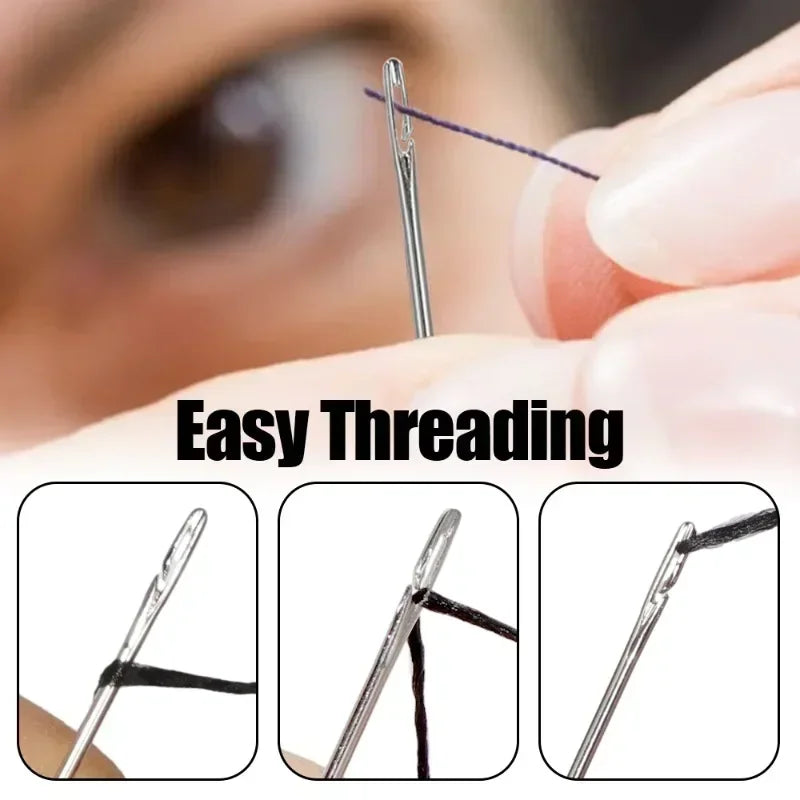 12 Pcs Side Hole Blind Sewing Needles Stainless Steel Elderly Needles Hand Sewing Stitching Pin DIY Home Self Threading Needle - NJPH Best Selling 