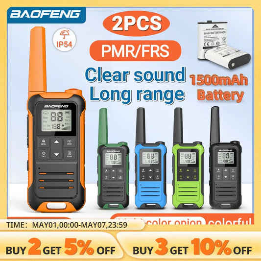 2pcs Baofeng F22 Mini Walkie Talkie PMR FRS Long Range Rechargable Portable Kids Two Way Radio Type-C Charger for Camping Trip - NJPH Best Selling 